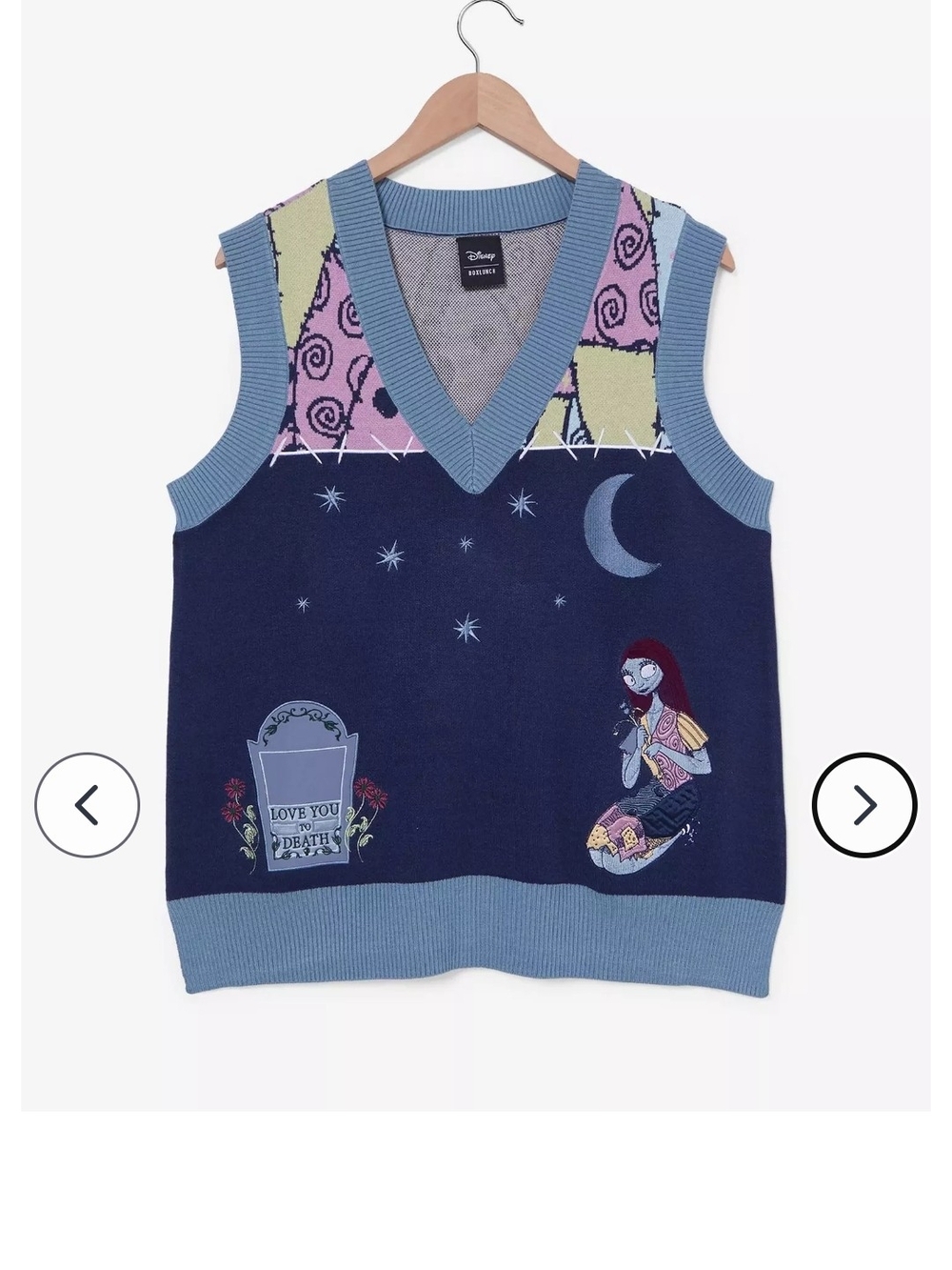 NWT Disney The Nightmare Before Christmas Sally Icons Women's Sweater Vest